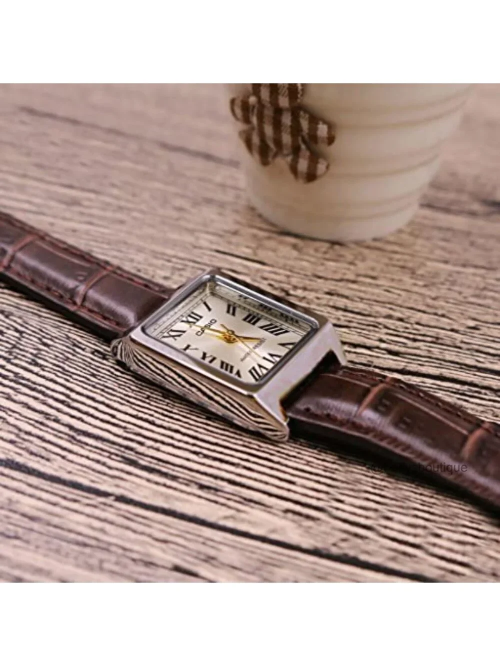 Casio Quartz Leather Strap Women's Analog Watch Gold Dial